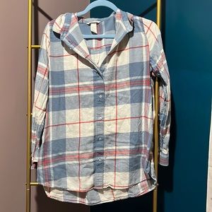 Light blue and red flannel